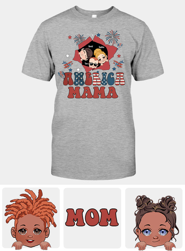 Amerikanische Mama – Beliebiger Titel, Vintage-Retro-Stil – Personalisiertes Mutter-T-Shirt und Hoodie