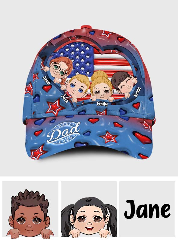 Best Dad Ever Red White Blue - Personalized Father Classic Cap