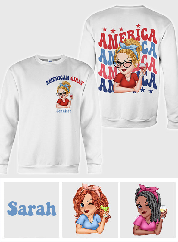 American Girly – Personalisiertes T-Shirt zum Unabhängigkeitstag/4. Juli