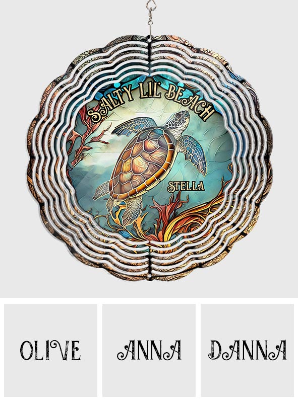 Salty Lil' Beach - Personalized Turtle Wind Spinner
