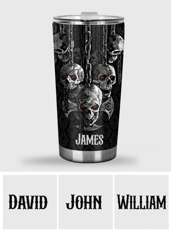 Rauchiges schwarzes Skelett – personalisierter Totenkopf-Becher