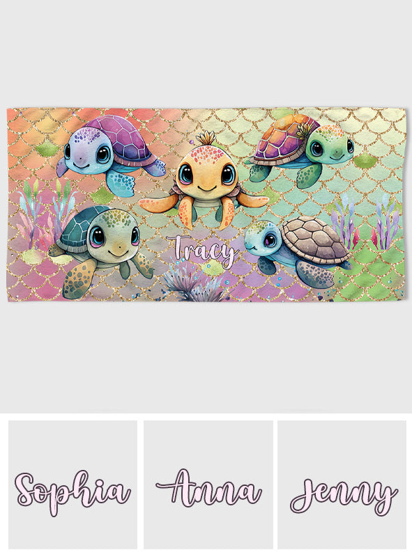 Cute Turtles - Personalized Turtle Beach Towel