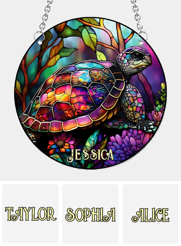 Salty Lil Beach - Personalized Turtle Window Hanging Suncatcher Ornament