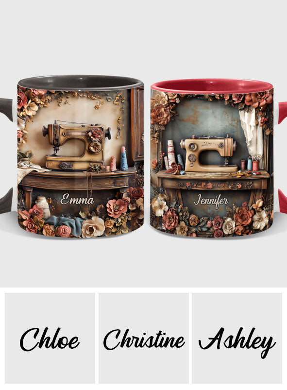 Schöne Nähmaschine – personalisierte Tasse mit Nähmotiv
