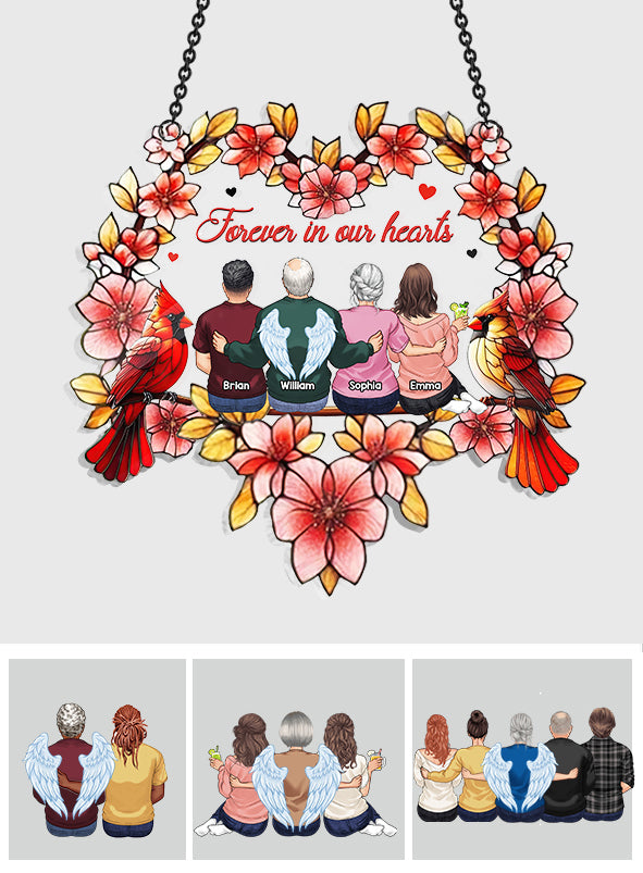 Für immer in unserem Herzen – Personalisierter Gedenk-Fensterhänger (Sonnenfänger)
