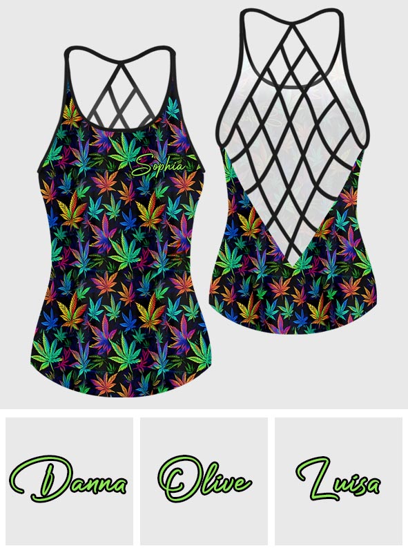 Irgendwo ist es 420 – Buntes Marihuana-Tanktop mit personalisiertem Weed-Kreuz