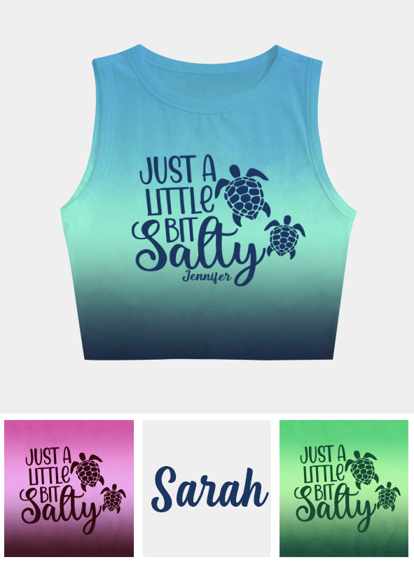 Just a Little Bit Salty - Personalized Turtle Crop Tank Top