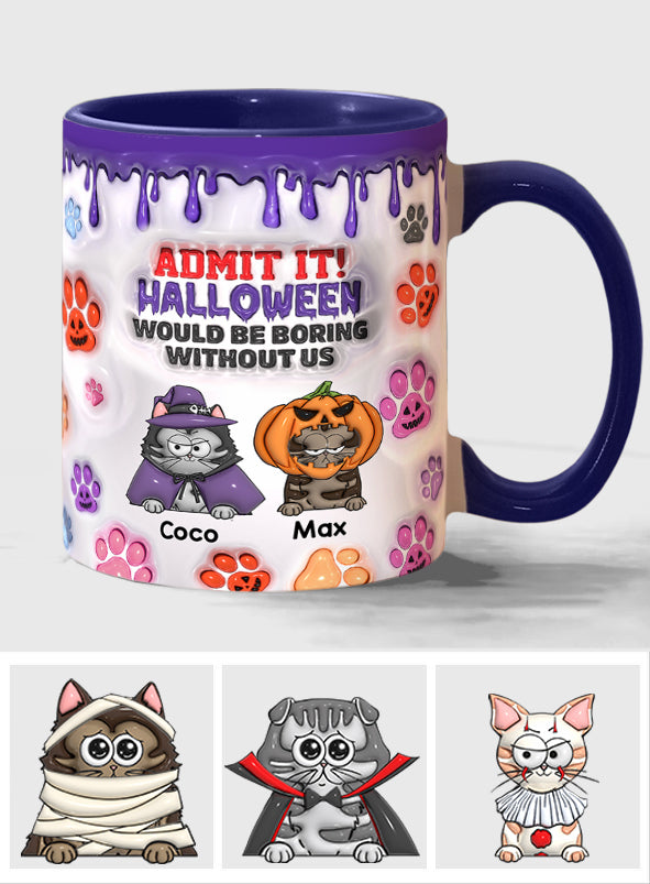 Halloween wäre ohne mich langweilig – personalisierte Tasse mit Katzenmotiv