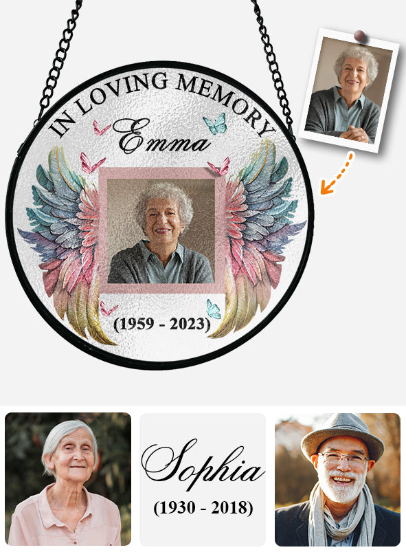 Für immer in meinem Herzen – Personalisierter Gedenk-Sonnenfänger aus Buntglas