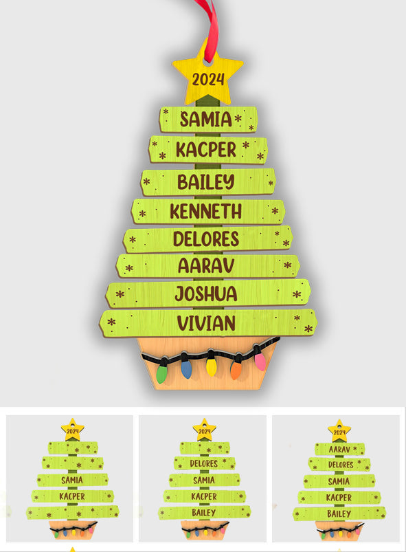 Familienbaumschmuck – Personalisierter, zweilagiger Familienschmuck