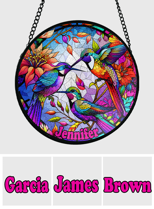 Love Hummingbirds - Personalized Hummingbird Stained Glass Suncatcher