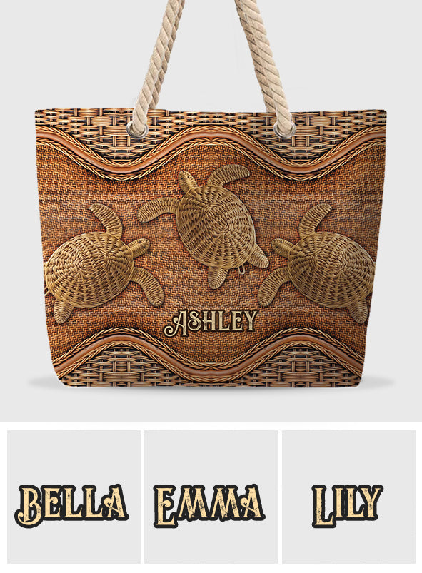 Fantastische Schildkröte – personalisierte Schildkröten-Strandtasche