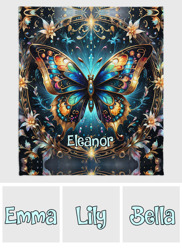 Stunning Gold Butterfly - Personalized Butterfly Blanket