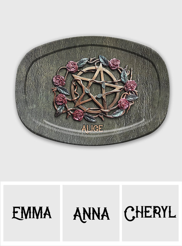 Mystische Hexe Antike Rosen - Personalisierter Hexenteller