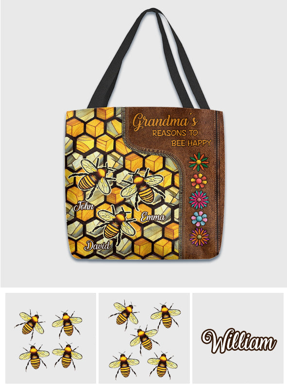 Grandma's Reasons To Be Happy - Personalized Grandma Tote Bag