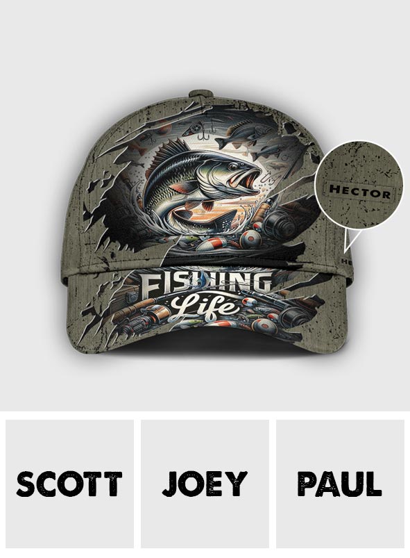 Fishing Life – Personalisierte Angel-Klassiker-Kappe
