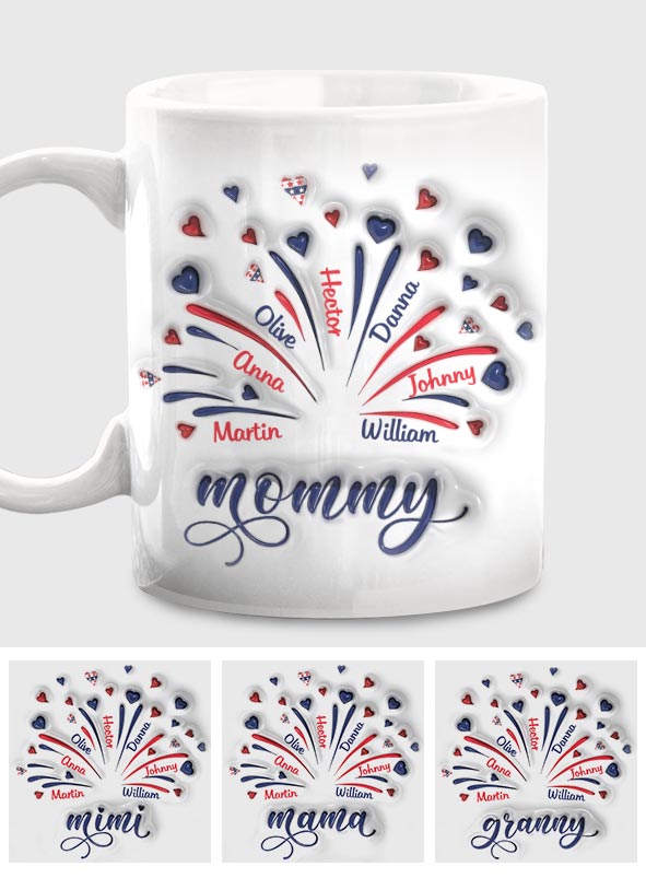 Firework America Flag - Personalized Mother Mug