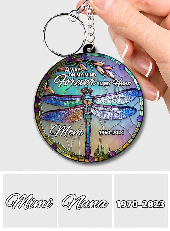 Always On My Mind Forever In My Heart - Personalized Memorial Transparent Keychain