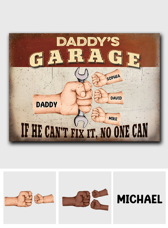 Daddy's Garage - Personalisiertes rechteckiges Metallschild für Väter