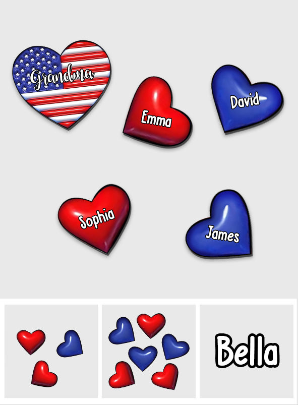 Oma & Enkelkinder Puffherz-Fähnchen – Personalisierter Oma-Magnet