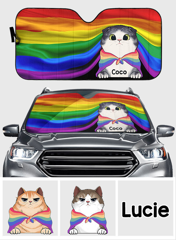 Pride Cat – Personalisierter Sonnenschutz für Katzenautos