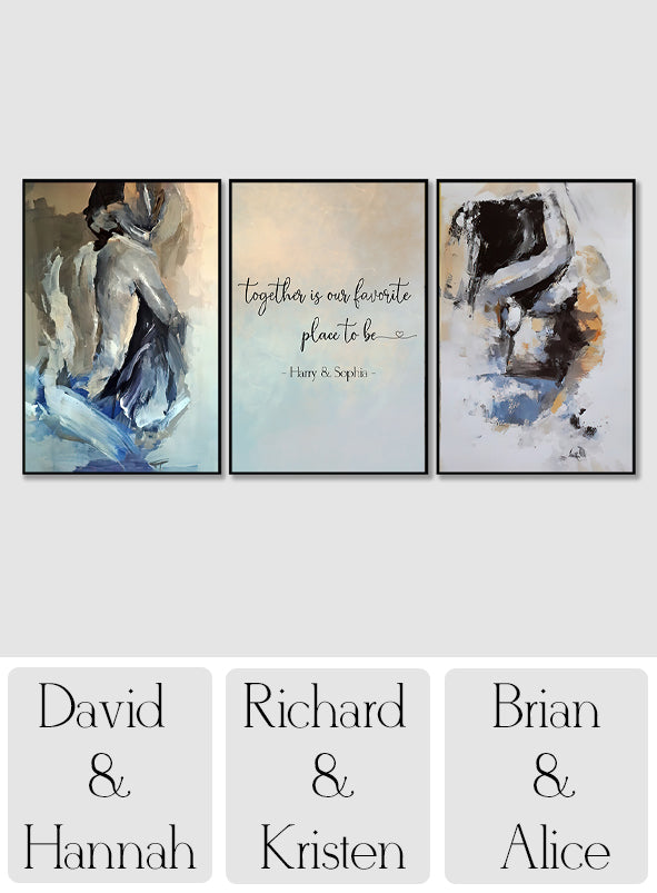 Gemeinsam sind wir am liebsten – personalisiertes Poster- und Leinwandset für Paare