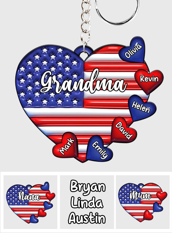 Oma & Enkelkinder Puffherz-Fähnchen – Personalisierter Oma-Schlüsselanhänger