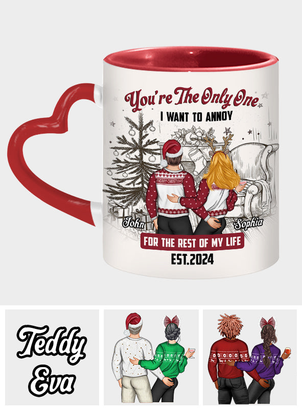 Du bist der Einzige, den ich ärgern will – Personalisierte Tasse mit Herzgriff für Paare