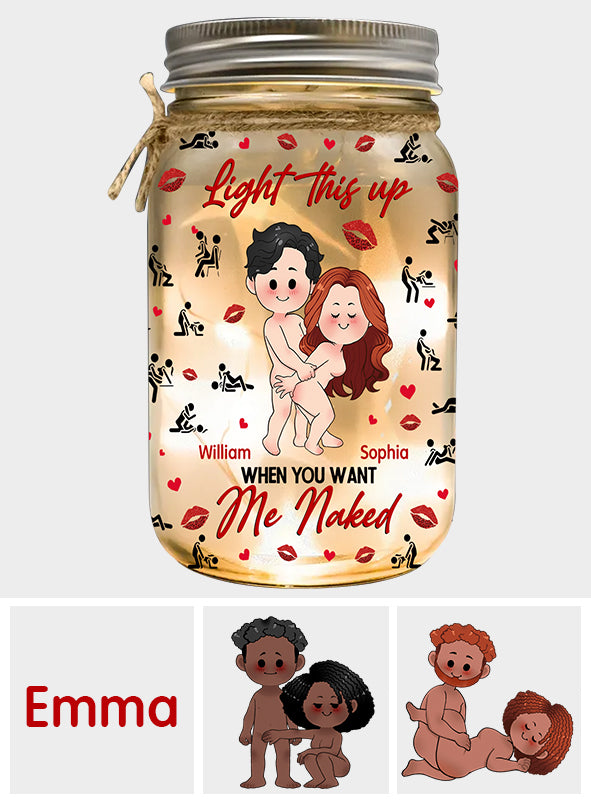 Zünde es an, wenn du mich nackt sehen willst – personalisiertes Pärchen-Einmachglas-Licht