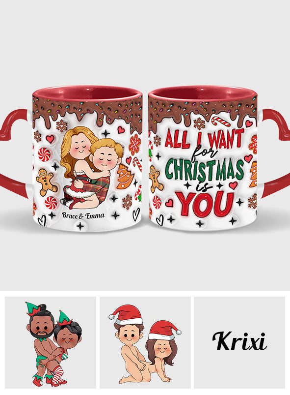 Alles, was ich mir zu Weihnachten wünsche, bist du – Personalisierte Tasse mit Herzgriff für Paare