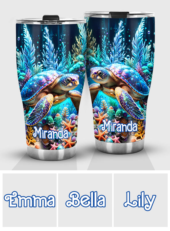Ocean Turtle Seashells Starfish - Personalized Turtle Tumbler