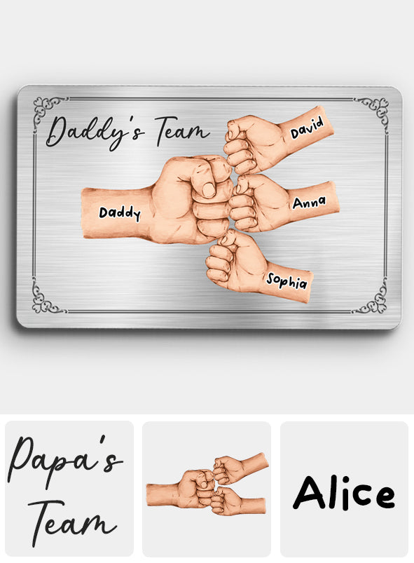 Daddy's Team – Personalisierte Einlegekarte für die Geldbörse Ihres Vaters