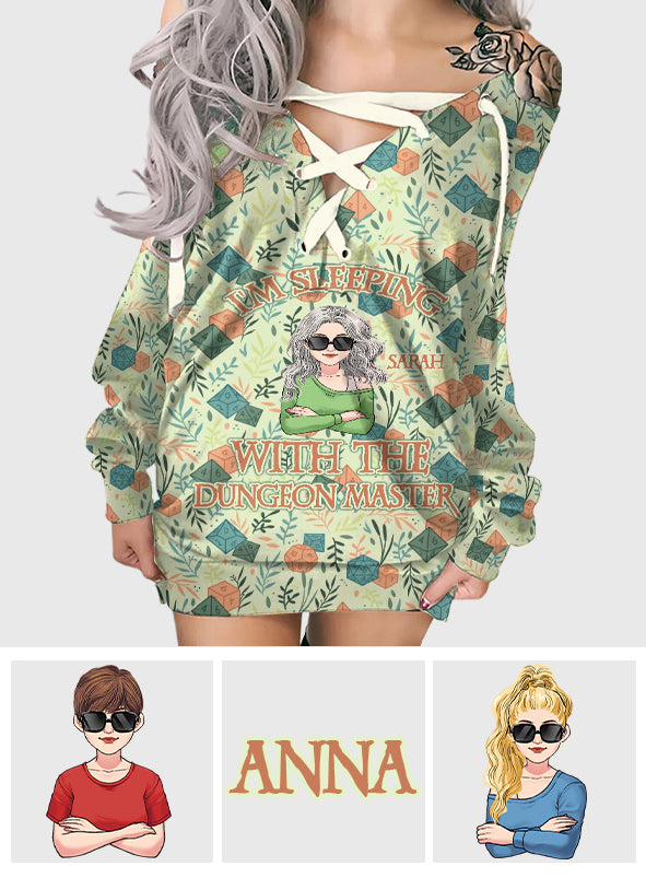 I'm Sleeping With The Dungeon Master - Personalized RPG Off Shoulder Long Sleeve Dress