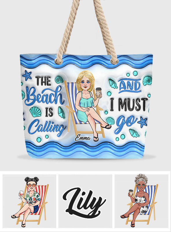 Der Strand ruft und ich muss hin – personalisierte Strandtasche für Meeresliebhaber