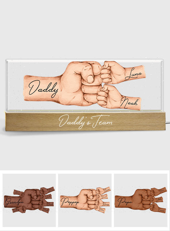 Daddy's Team Fist Bump - Personalized Father Custom LED Night Light