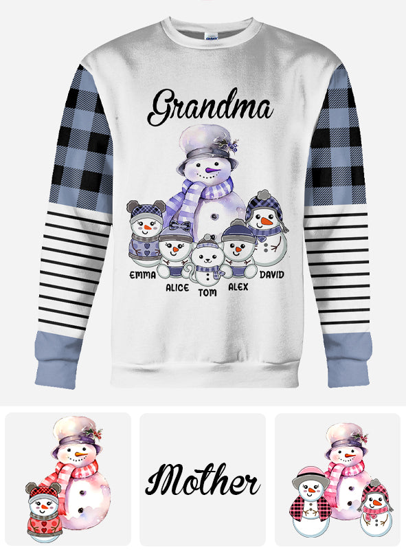 Grandma Snowman - Personalized Grandma All Over Shirt
