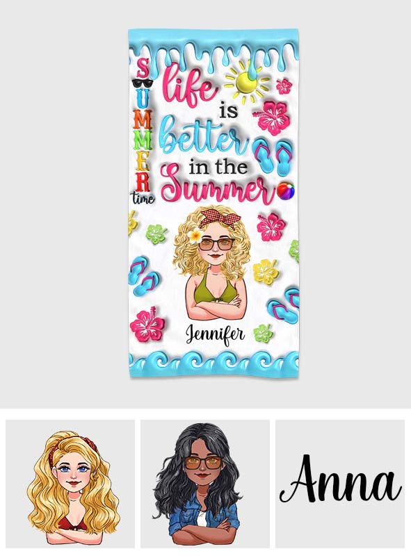 Das Leben ist schöner im Sommer – Personalisiertes Strandtuch für Meeresliebhaber