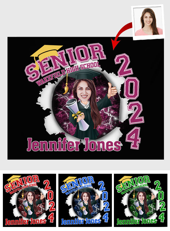 Senior Class Of 2024 Torn Pattern - Personalized Graduation Wall Tapestry