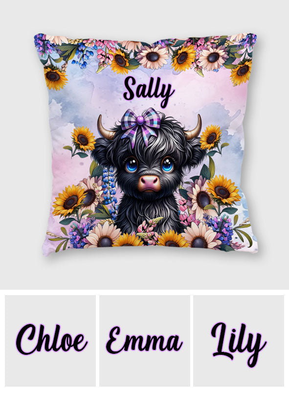 Cute Little Cow - Personalized Throw Pillow