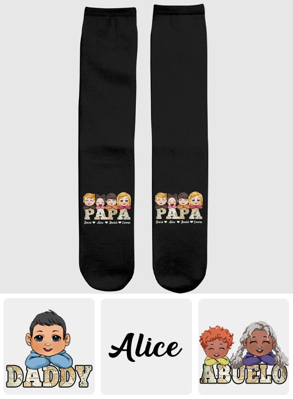 Vintage-Landkarte von Papa mit Kindern – personalisierte Opa-Socken