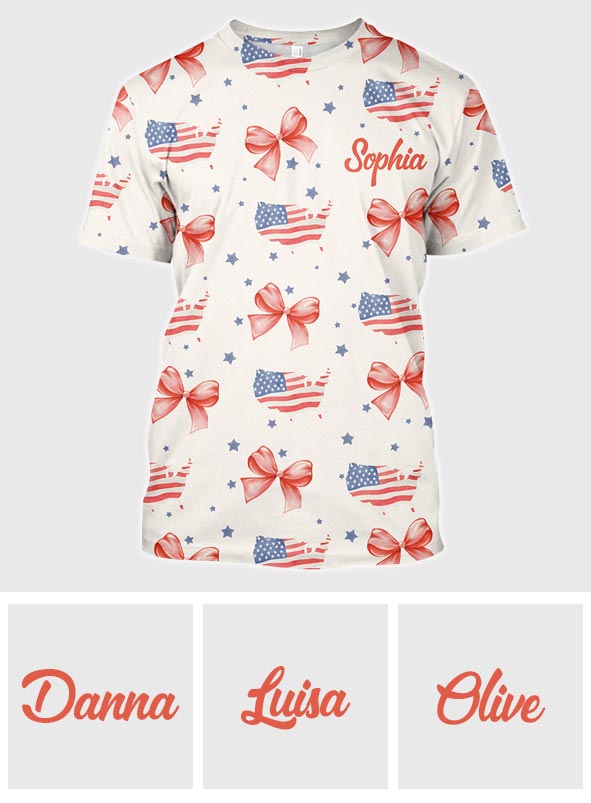 Coquette American Girl - Personalized Independence Day/ 4th of July All Over Shirt