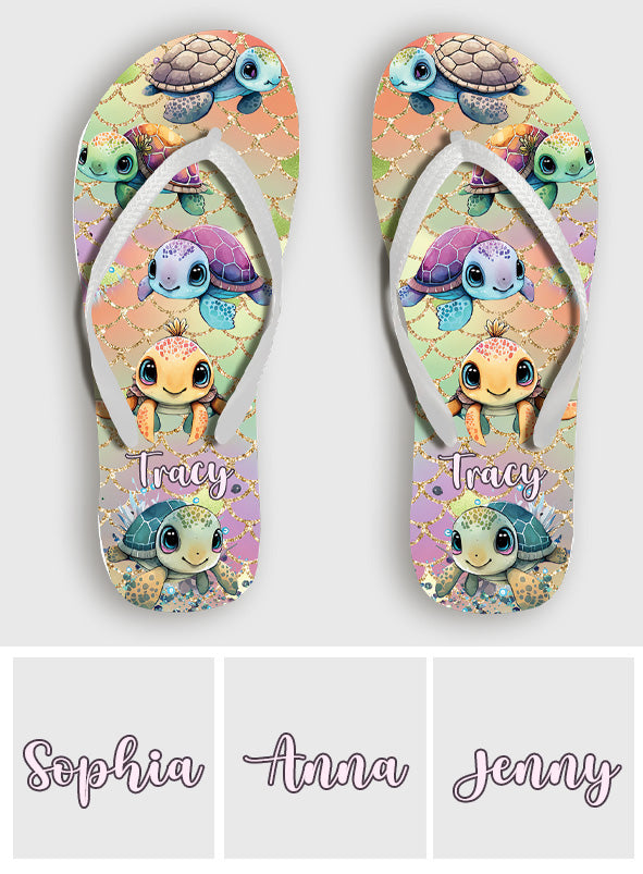 Niedliche Schildkröten – personalisierte Schildkröten-Flip-Flops