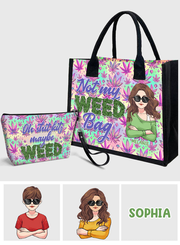 Mutter Scheiße, vielleicht 420 – Personalisierte Tragetasche und Kosmetiktasche aus Canvas mit Weed-Motiv