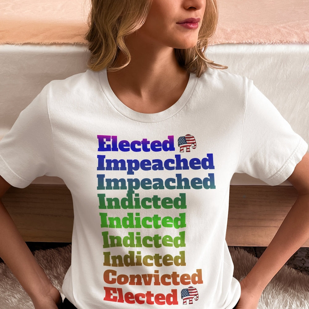 Gewählt, angeklagt, verurteilt – Pro-Trump-Shirt aus schwerer Baumwolle – politisches Präsidentschafts-T-Shirt 2024 – Anti-Gesetzes-T-Shirt – republikanisches Geschenk – T-Shirt & Hoodie