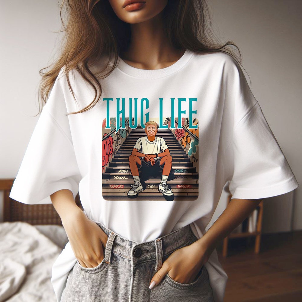 Thug-Life-T-Shirt, Lustiges Trump-Shirt, Donald-Trump-Shirt, Trump-Fan-Shirt, Trump-Unterstützer-Shirt, Stay-Golden-Shirt (T-Shirt & Hoodie)
