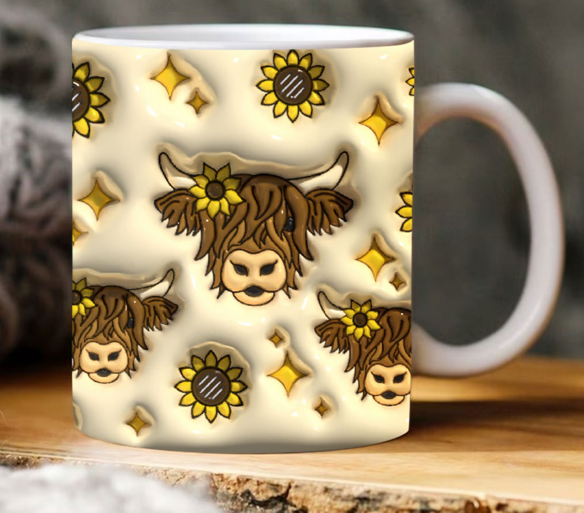 Highland Cow Pattern Highland Cow Mug 0624
