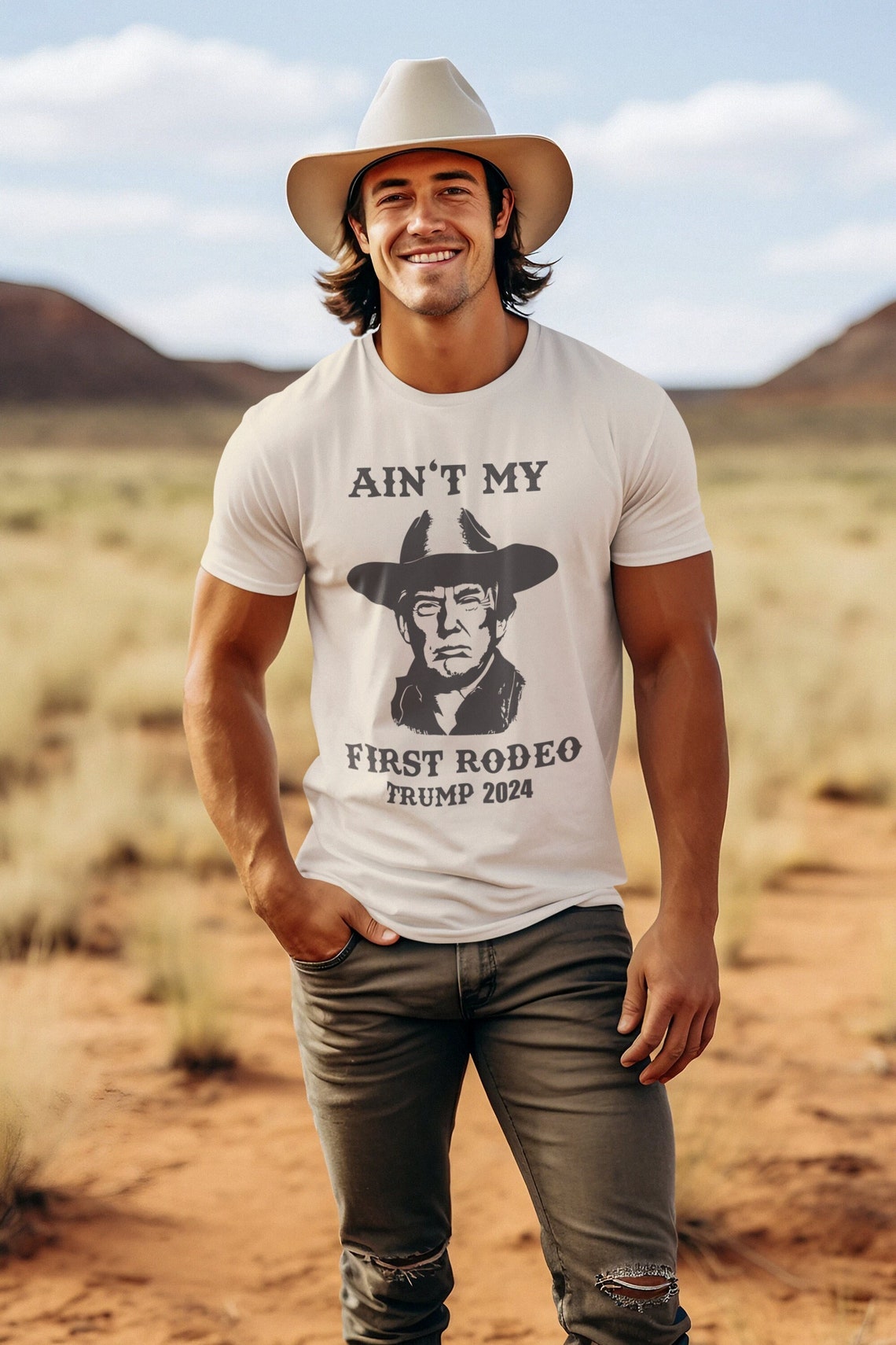 Trump-Shirt, Wahl-2024-T-Shirt, „Ain't My First Rodeo“-T-Shirt mit Trump-Motiv, Western-Trump, Cowboy-Trump-Shirt, MAGA-T-Shirt & Hoodie