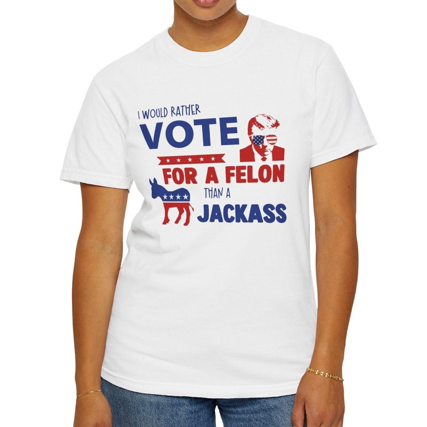 Lieber einen Verbrecher als einen Vollidioten wählen – T-Shirt, Trump-MAGA-Shirt für Republikaner, lustiges politisches Geschenk, Anti-Biden-T-Shirt und Hoodie für Väter