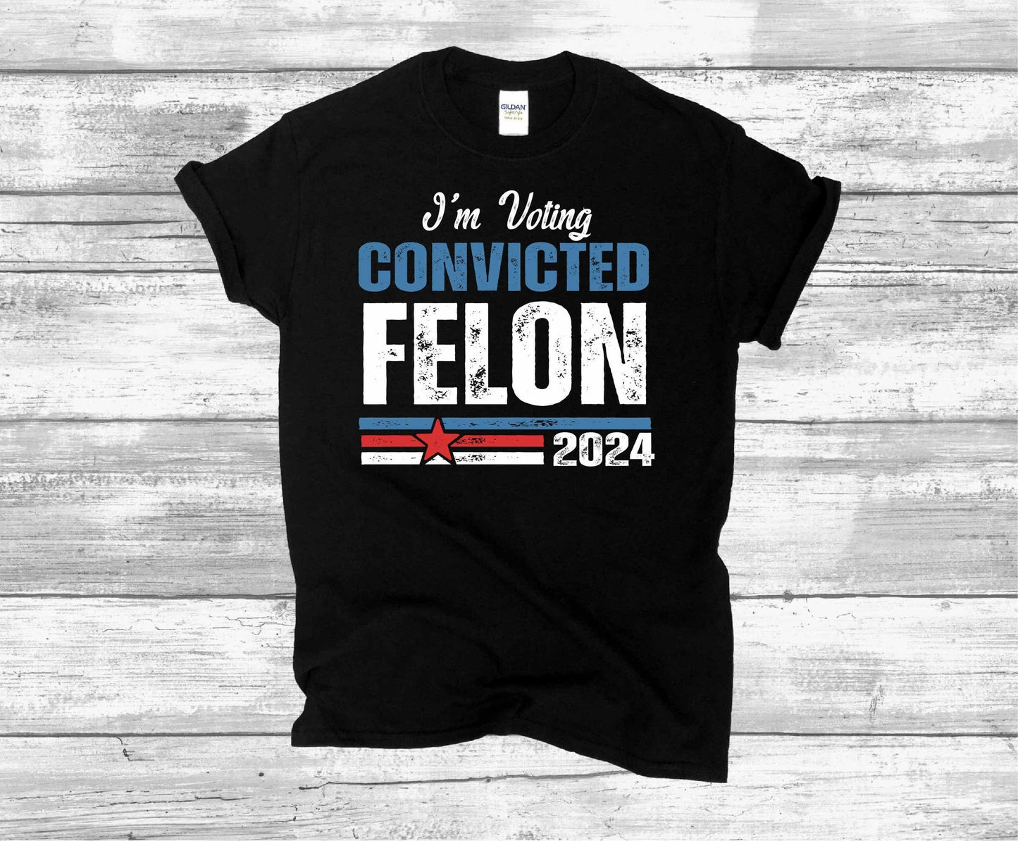 Ich wähle den verurteilten FeI0n 2024 – Lustiges politisches T-Shirt, Humorvolles T-Shirt für die Wahl 2024, Wahlbekleidung, Unisex-Grafik-T-Shirt & Hoodie