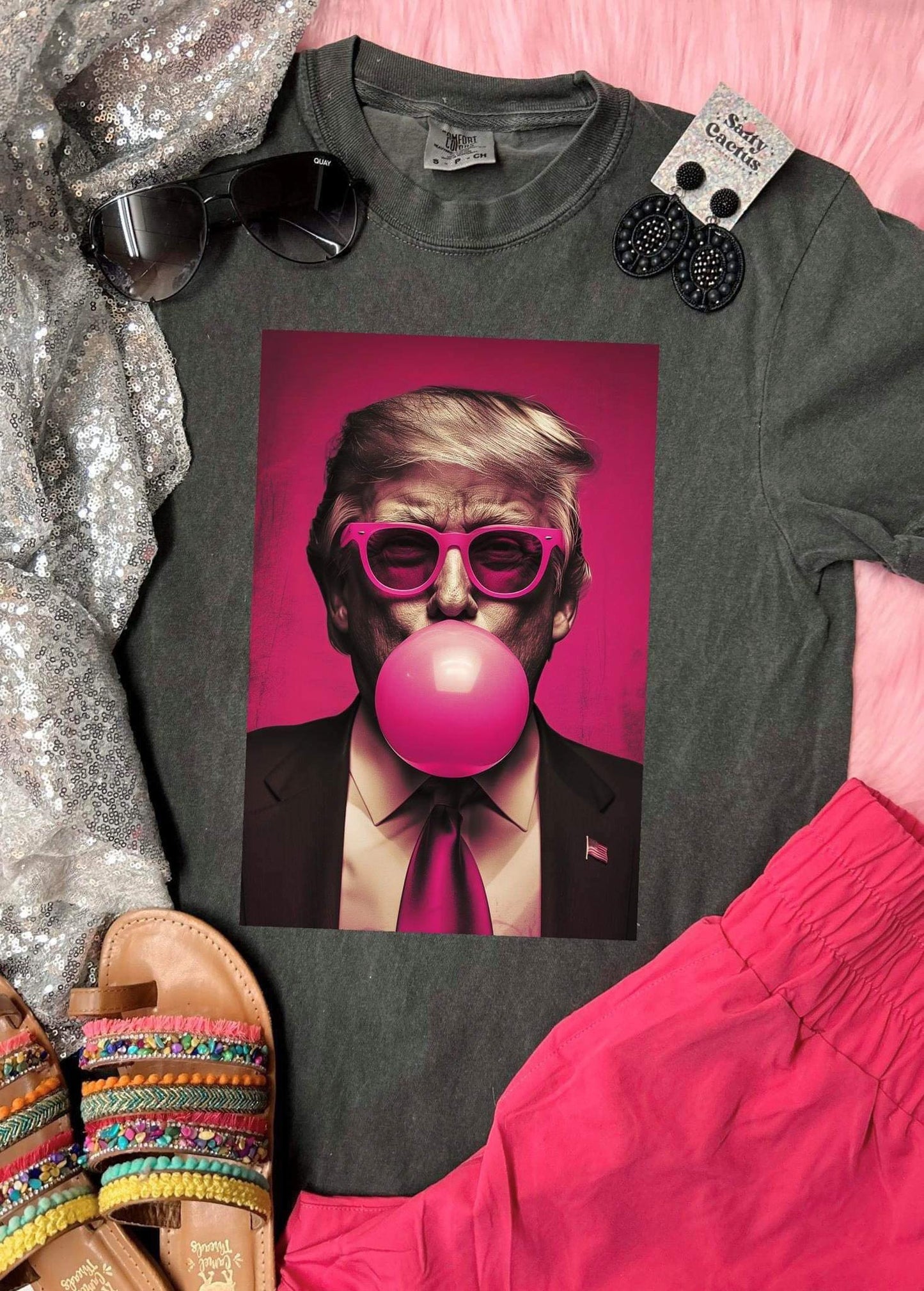 Trump-T-Shirt mit pinkfarbenem Kaugummi-Motiv, Trump-2024-Shirt, Präsidenten-Shirt, Republikaner-Shirt & Hoodie